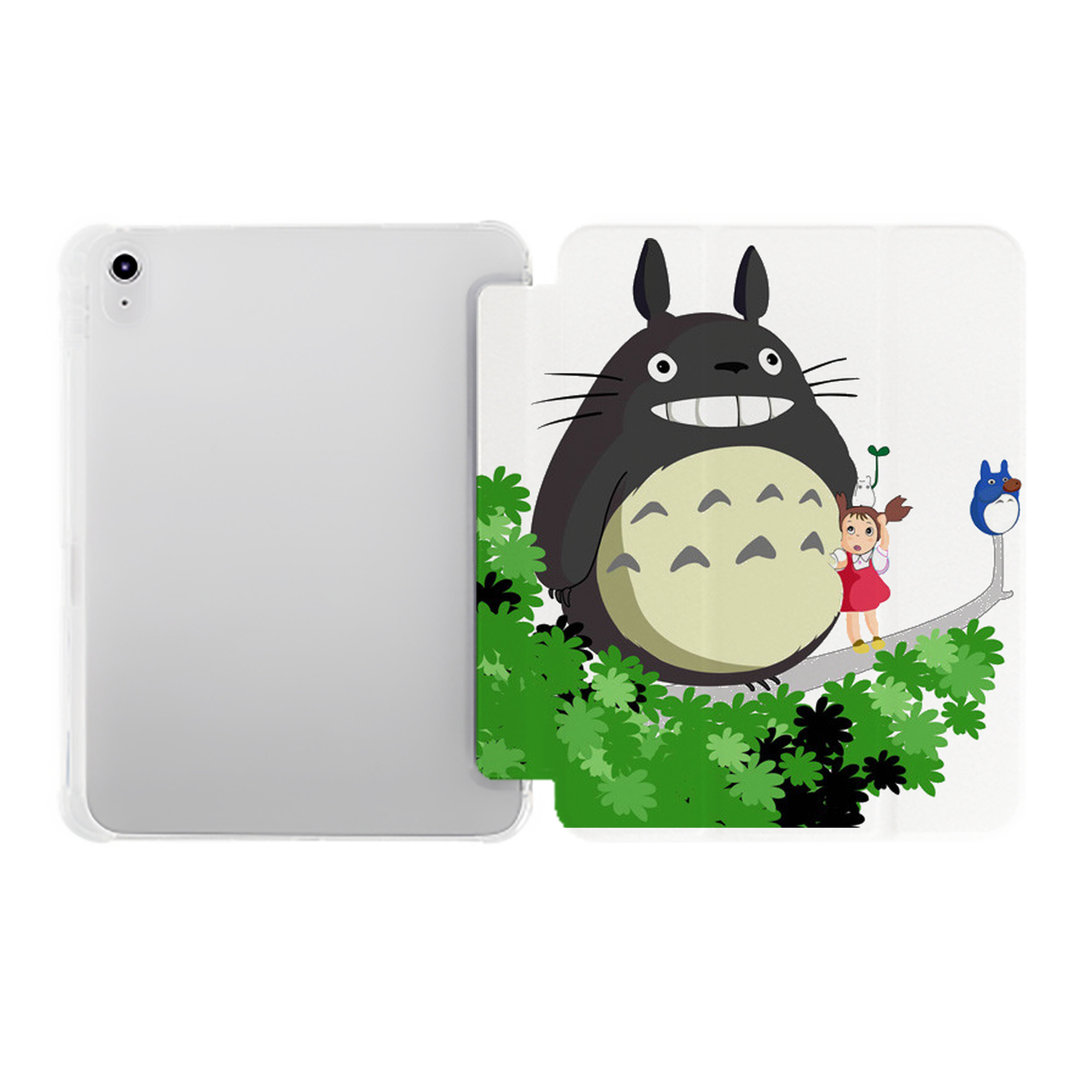 （画像用） となりのトトロ 草壁メイ 草壁サツキ My Neighbor Totoro Satsuki Kusakabe Mei Kusakabe IPad ケース ペン収納付き 三つ折りスタンド PUレザー×シリコン 対応機種9.5/10.5/10.9インチ